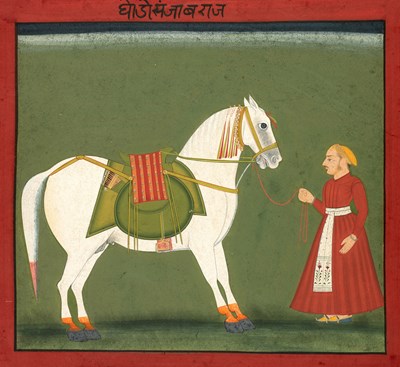 Lot 170 - A MEWAR PORTRAIT OF A HORSE WITH ITS GROOM