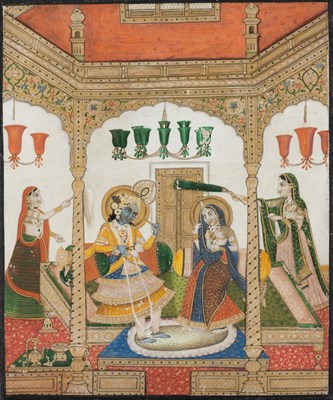 Lot 172 - RADHA AND KRISHNA IN A PALACE