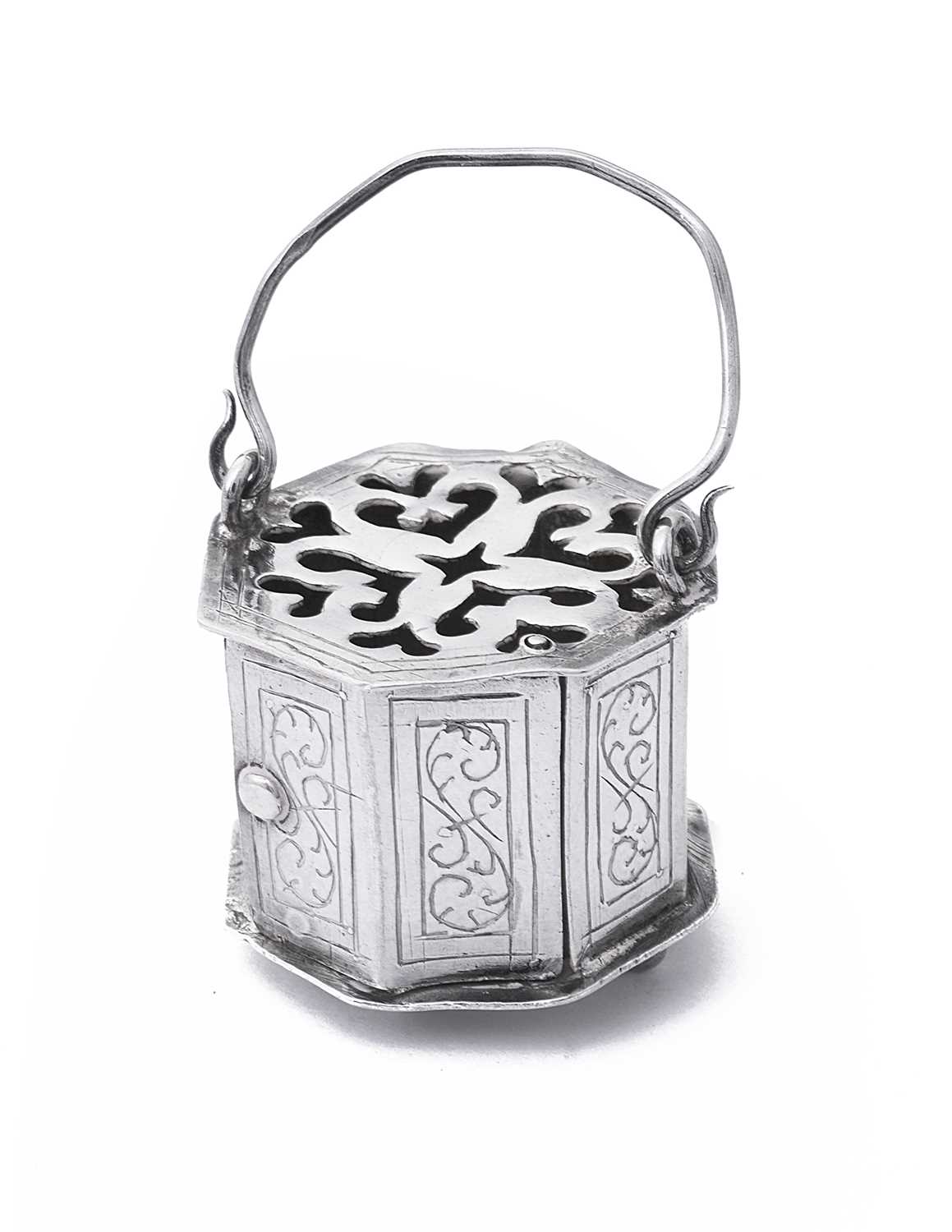 Lot 79 - A DUTCH SILVER MINIATURE BRAZIER, 18TH CENTURY