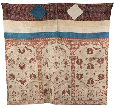 Lot 195 - A PAINTED AND PRINTED COTTON ALTAR COVER