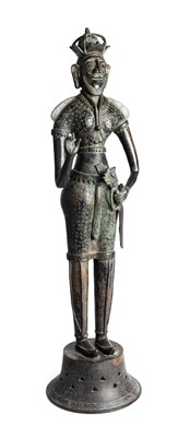 Lot 211 - â“Œ A LARGE BRONZE FIGURE OF A KANDYAN CHIEF