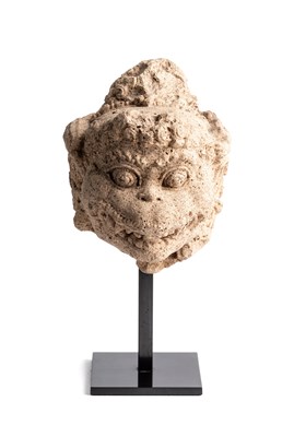 Lot 222 - A MAJAPAHIT PUMICE HEAD OF HANUMAN