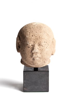 Lot 231 - A MAJAPAHIT PUMICE HEAD OF A MONK