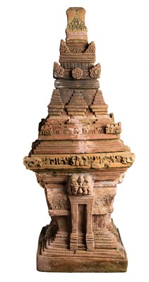 Lot 236 - A JAVANESE TERRACOTTA MODEL TEMPLE (CANDI)