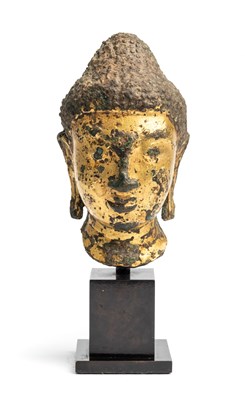 Lot 259 - A PYU GILT BRONZE HEAD OF BUDDHA