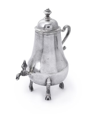 Lot 88 - A DUTCH SILVER MINIATURE COFFEE POT, MARKER'S MARK IB IN MONOGRAM, POSSIBLY FOR JAN BORDUUR, AMSTERDAM, 1754