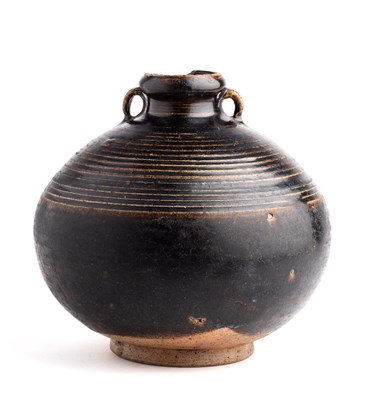 Lot 282 - A KHMER BROWN GLAZED JAR