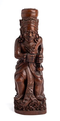 Lot 287 - A JAVANESE CARVED WOOD FIGURE OF A MEDICINE MAN (DUKUN)