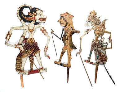 Lot 290 - A COLLECTION OF SIX JAVANESE SHADOW PUPPETS (WAYANG KLITIK)