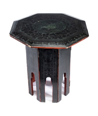 Lot 300 - AN ANGLO-BURMESE LACQUERED WOOD SIDE TABLE