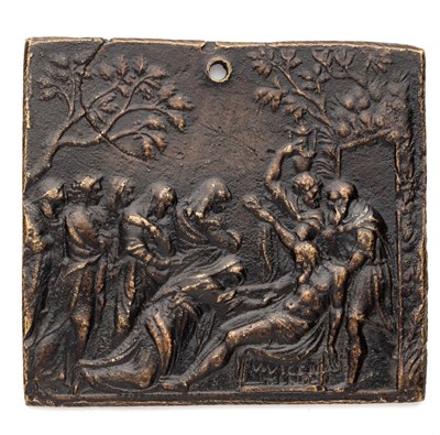 Lot 317 - â’¶ â–¡ A BRONZE PLAQUE OF THE ENTOMBMENT