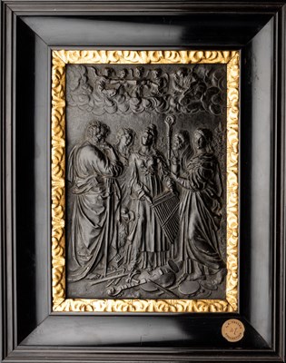 Lot 326 - â’¶ â–¡ A LARGE BRONZE PLAQUETTE OF THE ECSTACY OF ST. CECILIA