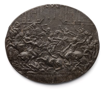 Lot 327 - â’¶ â–¡ A LEAD PLAQUETTE OF THE BATTLE OF THE AMAZONS