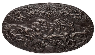 Lot 330 - â’¶ â–¡ A LARGE BRONZE PLAQUETTE OF THE FALL OF THE GIANTS