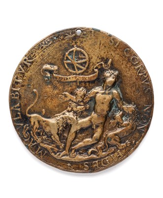 Lot 333 - â’¶ â–¡ A BRONZE PLAQUETTE OF AN ALLEGORY OF FIDELITY