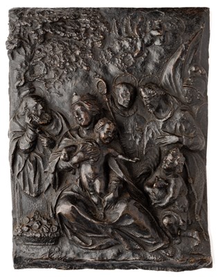 Lot 342 - â’¶ â–¡ A BRONZE PLAQUETTE OF THE HOLY FAMILY