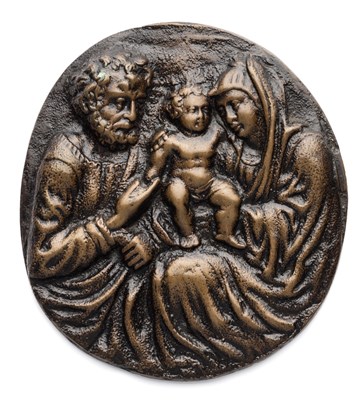 Lot 348 - â’¶ â–¡ A BRONZE PLAQUETTE OF THE HOLY FAMILY