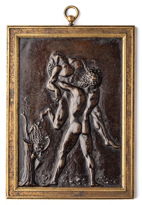 Lot 359 - â’¶ â–¡ A BRONZE PLAQUE OF HERCULES AND ANTAEUS