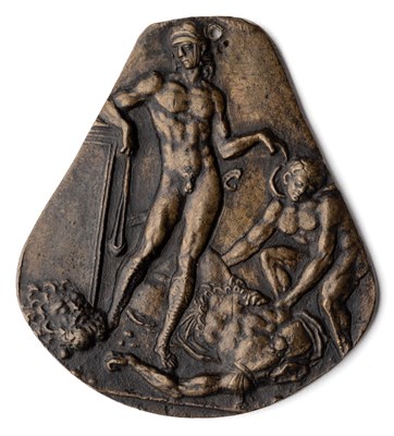 Lot 362 - â’¶ â–¡ A BRONZE PLAQUETTE OF DAVID AND GOLIATH