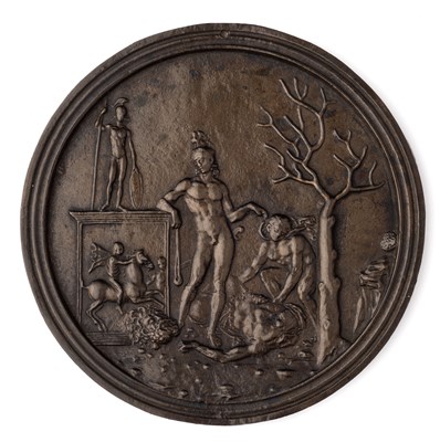 Lot 368 - â’¶ â–¡ A BRONZE MEDALLION OF DAVID TRIUMPHANT OVER GOLIATH