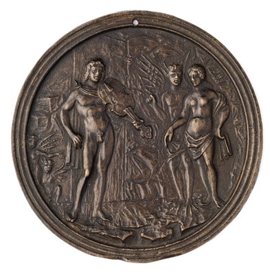 Lot 369 - â’¶ â–¡ A BRONZE PLAQUETTE OF ORPHEUS REDEEMING EURYDICE