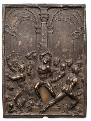 Lot 371 - â’¶ â–¡ A COPPER ELECTROTYPE PLAQUETTE OF THE FLAGELLATION