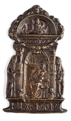 Lot 373 - â’¶ â–¡ A BRONZE PAX OF THE VIRGIN AND CHILD