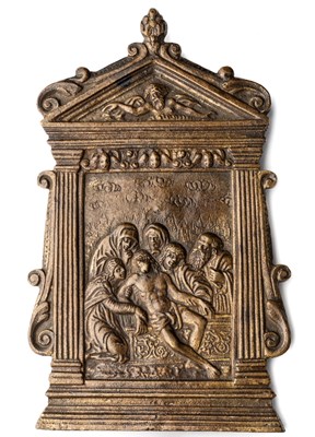 Lot 376 - â’¶ â–¡ A BRONZE PAX OF THE ENTOMBMENT