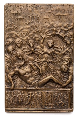 Lot 379 - â’¶ â–¡ A BRONZE PLAQUETTE OF THE ENTOMBMENT