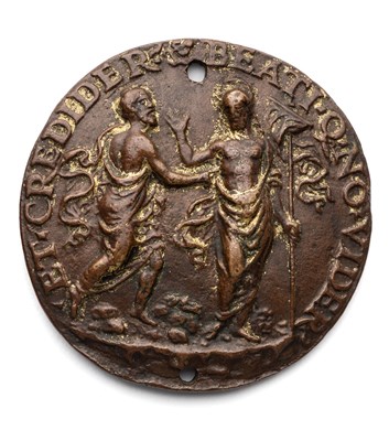 Lot 384 - â’¶ â–¡ A SMALL BRONZE PLAQUETTE OF THE INCREDULITY OF ST. THOMAS