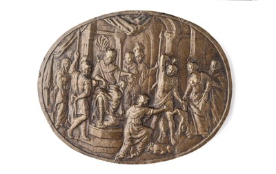 Lot 389 - â’¶ â–¡ A BRONZE PLAQUETTE OF THE JUDGEMENT OF SOLOMON