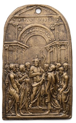 Lot 395 - â’¶ â–¡ A BRONZE PLAQUETTE OF CHRIST APPEARING TO THE APOSTLES