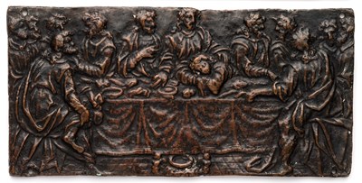 Lot 397 - â’¶ â–¡ A BRONZE PLAQUETTE OF THE LAST SUPPER