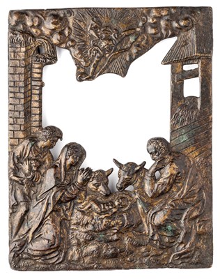 Lot 408 - â’¶ â–¡ A BRONZE PLAQUETTE OF THE ADORATION OF THE CHRIST CHILD