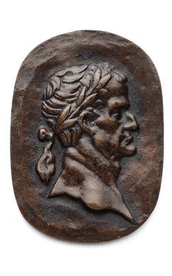 Lot 412 - â’¶ â–¡ A SMALL BRONZE PLAQUETTE OF A ROMAN EMPEROR