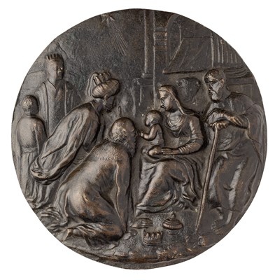 Lot 434 - â’¶ â–¡ A BRONZE PLAQUETTE OF THE ADORATION OF THE MAGI