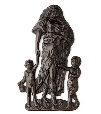 Lot 435 - â’¶ â–¡ A BRONZE SILHOUETTE PLAQUETTE OF CHARITY