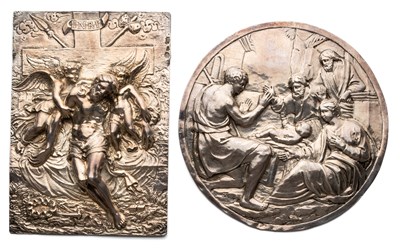 Lot 436 - â’¶ â–¡ A SILVER PLAQUETTE OF THE ADORATION OF THE SHEPHERDS