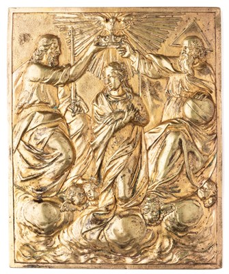 Lot 440 - â’¶ â–¡ A BRONZE-GILT PLAQUETTE OF THE CORONATION OF THE VIRGIN