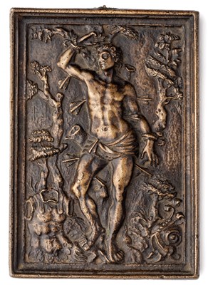 Lot 445 - â’¶ â–¡ A BRONZE PLAQUETTE OF ST. SEBASTIAN