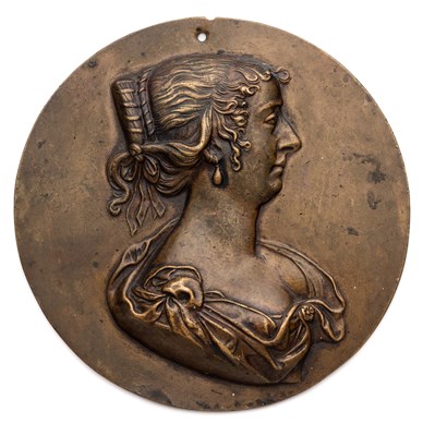 Lot 450 - â’¶ â–¡ A BRONZE PORTRAIT MEDALLION OF A WOMAN