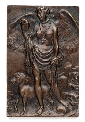 Lot 451 - â’¶ â–¡ A BRONZE PLAQUETTE OF AN ALLEGORY OF VANITY