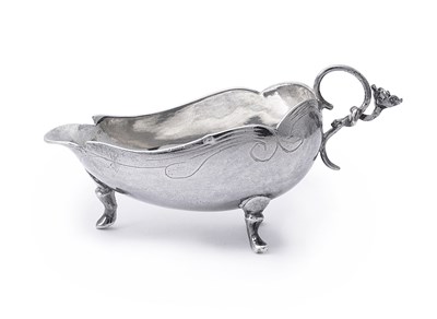 Lot 106 - A DUTCH SILVER MINIATURE SAUCEBOAT, MAKER'S MARK PROBABLY HD FOR HENDRIK DULLER, AMSTERDAM, CIRCA 1785