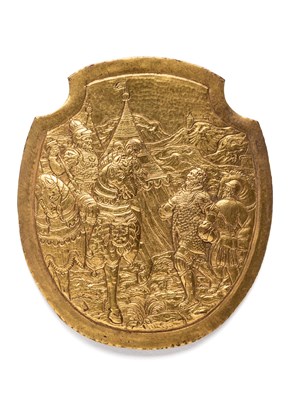 Lot 458 - â’¶ â–¡ A COPPER-GILT RELIEF CARTOUCHE