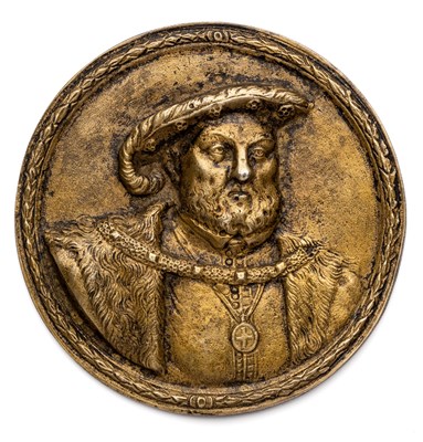 Lot 462 - â’¶ â–¡ A BRONZE-GILT PORTRAIT MEDALLION OF HENRY VIII