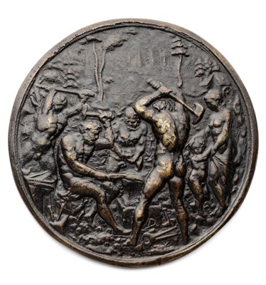 Lot 473 - â’¶ â–¡ A BRONZE PLAQUETTE OF VULCAN'S FORGE