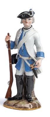 Lot 491 - A MEISSEN FIGURE OF A SAXON MUSKETEER