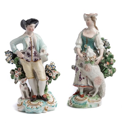 Lot 503 - TWO DERBY FIGURES OF A SHEPHERDESS AND A SHEPHERD