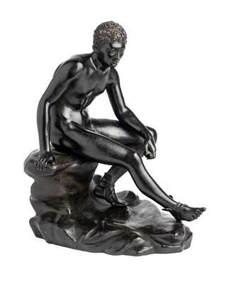 Lot 40 - AN ITALIAN BRONZE FIGURE, 'SEATED MERCURY', GIORGIO SOMMER FOUNDRY, NAPLES, LATE 19TH CENTURY