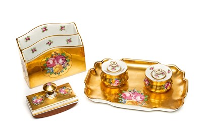 Lot 516 - A 'VIENNA' STYLE PORCELAIN DESK SET